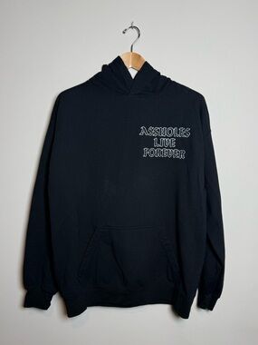 Assholes Live Forever | Graphic Pullover Hoodie | Black | XL